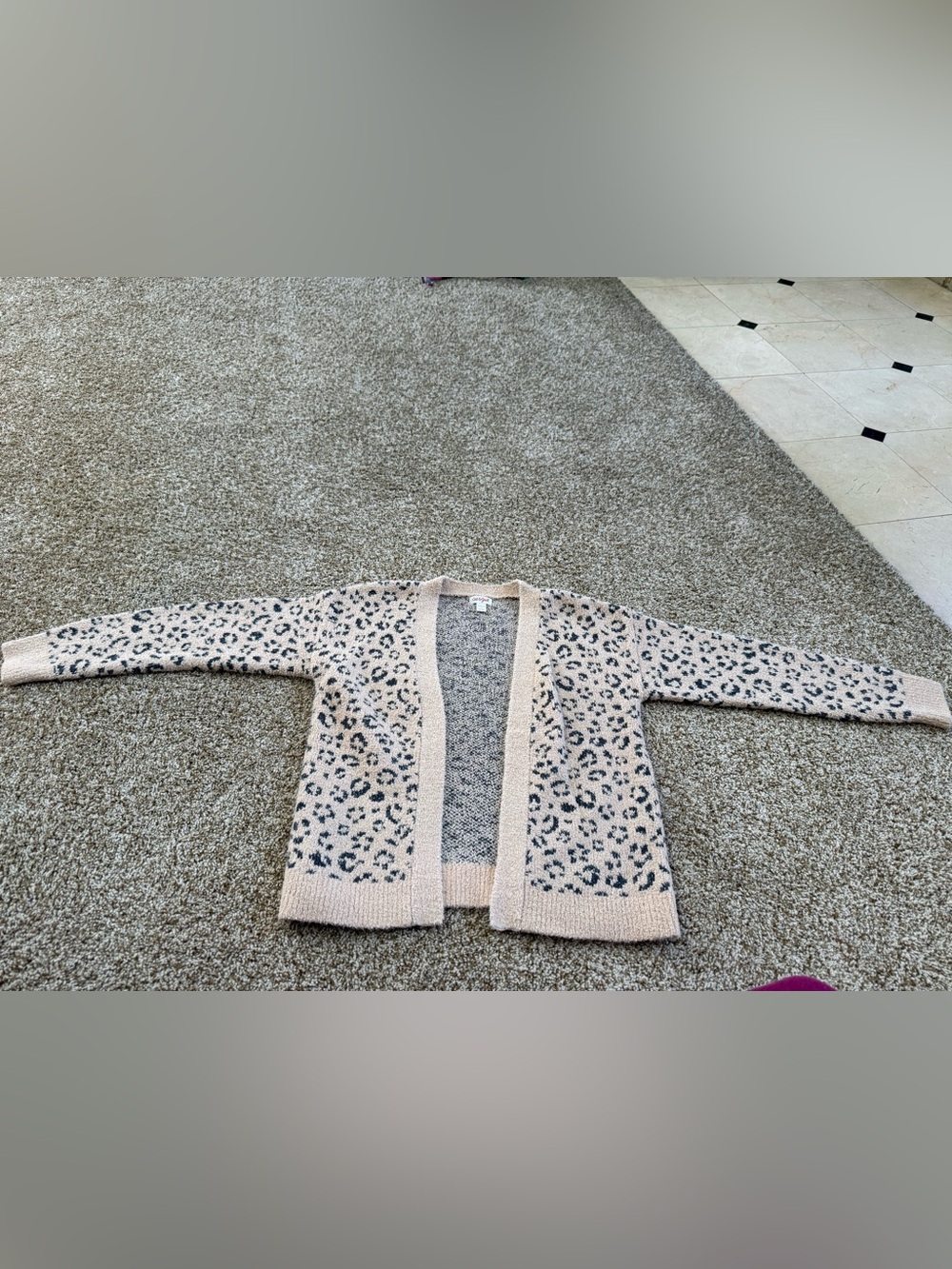 Cat & Jack Blush Pink Leopard Print Open-Front Cardigan